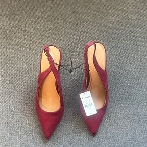 Express Women's Deep Red Slingback Heels